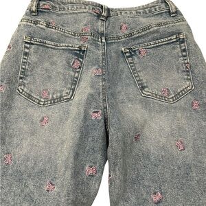 Tinseltown Distressed Jeans with Pink Butterfly Embroidery 10‎